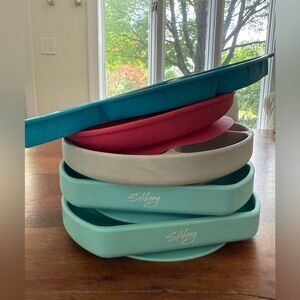 Set of five silicone kids plates